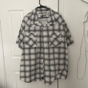 Grey plaid Magellan Outdoors pearl snap, 3XL